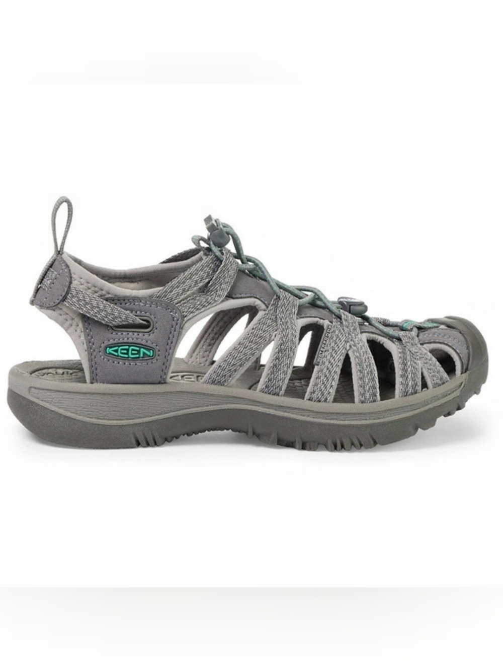 KEEN Women's Whisper Sandals Medium Grey/Peacock Green Strappy Sandals